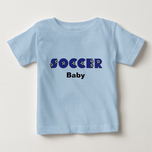 T-shirt Pour Bébé Bébé du football dans le bleu (Devant)