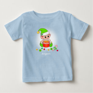 T-shirt Pour Bébé Bébé elfe de Noël mignon et confettis