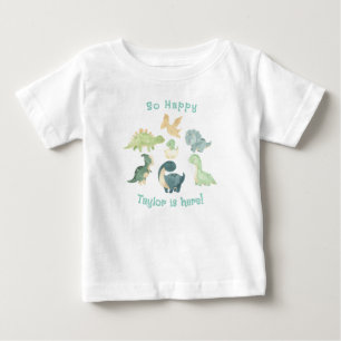T-shirt Pour Bébé Bébé est là ! Dinosaure personnalisé adorable