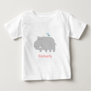 T-shirt Pour Bébé Bébé et enfants : Hippopotame mignon avec la bande