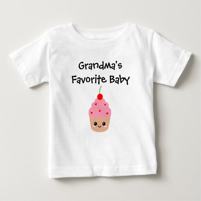 T-shirt Pour Bébé Bébé favori de grand-mère, gâteau à la cupcake (Devant)