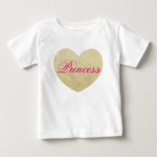 T-shirt Pour Bébé Bébé fille Parties scintillant coeur-Imprimer doré