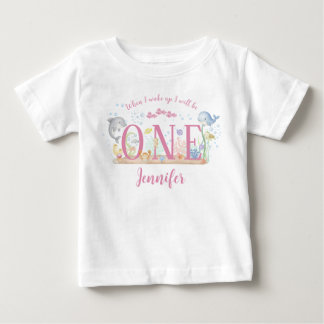 T-shirt Pour Bébé Bébé Fille Premier Anniversaire Sous l'Océan Aquar