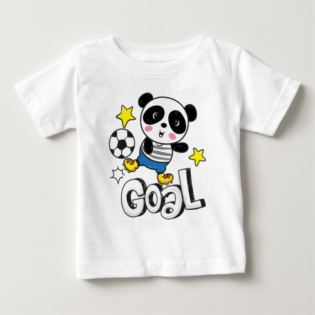 T-shirt Pour Bébé Bébé foot panda  (Devant)