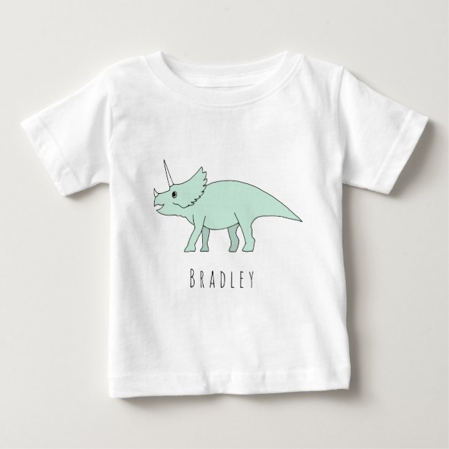 T-shirt Pour Bébé Bébé garçon Doodle Tricératops Dinosaur avec le no (Devant)