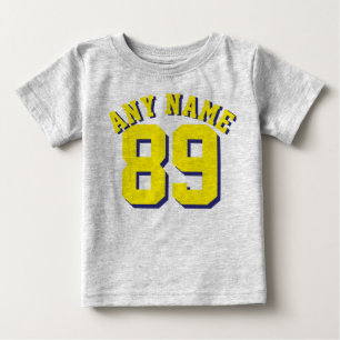 T-shirt Pour Bébé Bébé gris et jaune Design Jersey Sport
