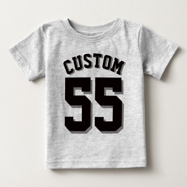 T-shirt Pour Bébé Bébé gris et noir | Sports Jersey (Devant)