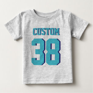 T-shirt Pour Bébé Bébé gris et turquoise   Design Jersey Sport