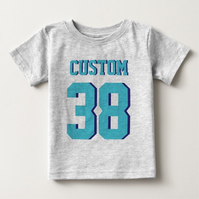 T-shirt Pour Bébé Bébé gris et turquoise | Design Jersey Sport (Devant)