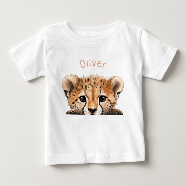 T-shirt Pour Bébé Bébé guépard personnalisé mignon  (Devant)