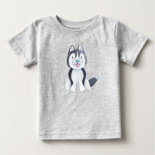 T-shirt Pour Bébé Bébé Husky Chien Animal de Compagnie Mignon