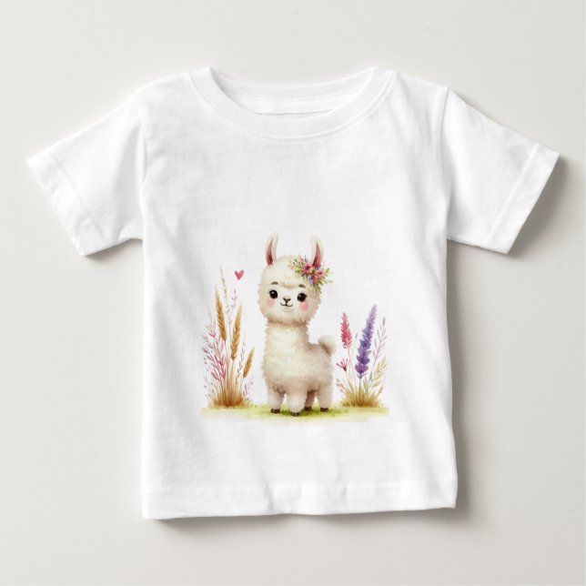 T-shirt Pour Bébé Bébé Lama  (Devant)