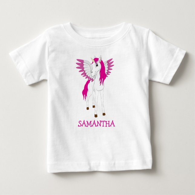 T-shirt Pour Bébé Bébé Licorne Rose (Devant)