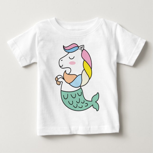 T-shirt Pour Bébé Bébé licorne sirène  (Devant)