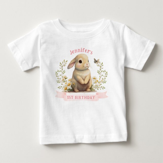 T-shirt Pour Bébé Bébé mignon avec Papillon Anniversaire de Pâques (Devant)