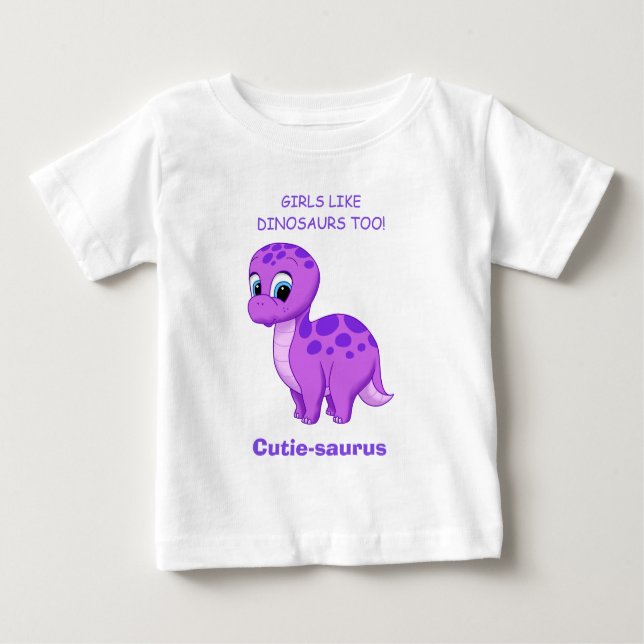 T-shirt Pour Bébé Bébé mignon Brontosaurus Filles Comme Dinosaures A (Devant)