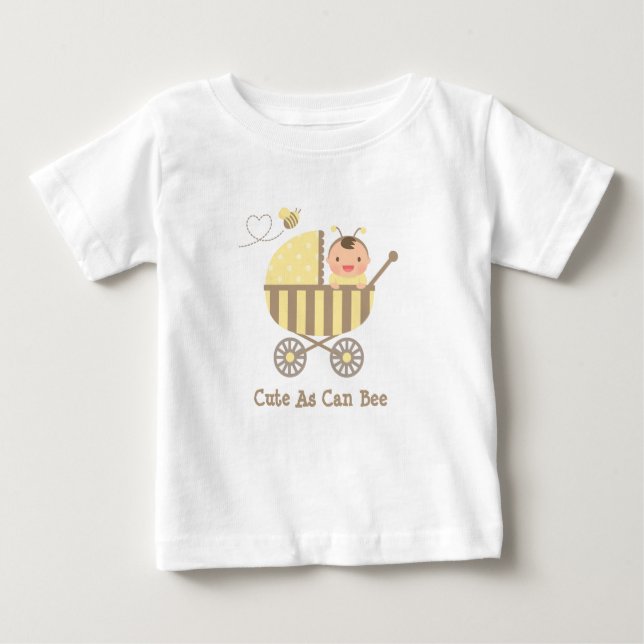 T-shirt Pour Bébé Bébé mignon Bumble Bee dans un jeu de poussettes (Devant)