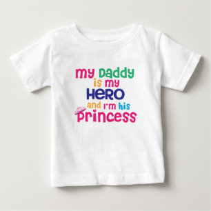 T-shirt Pour Bébé Bébé mignon citation Héros papa et princesse fille