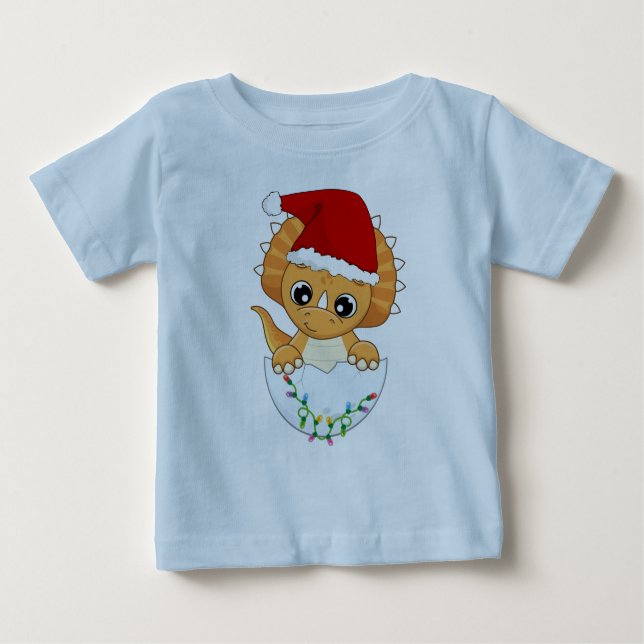 T-shirt Pour Bébé Bébé mignon Dino Noël (Devant)