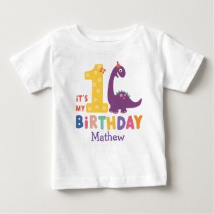 T-shirt Pour Bébé Bébé mignon Dinosaure C'est mon 1er anniversaire