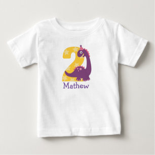 T-shirt Pour Bébé Bébé mignon Dinosaures 2e anniversaire ou deux m