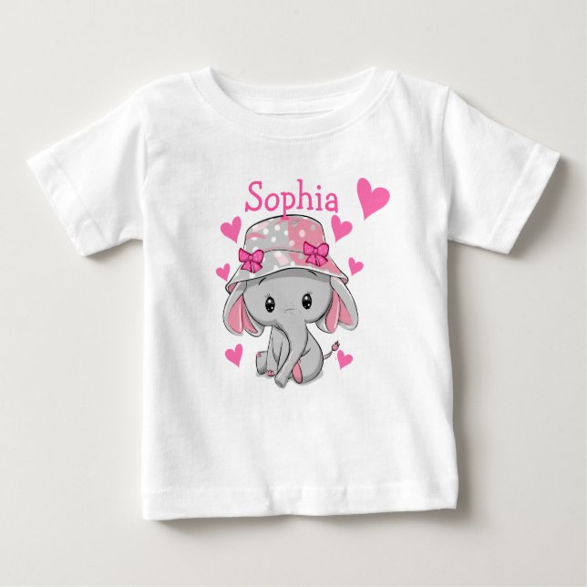 T-shirt Pour Bébé Bébé mignon Eléphant fille (Devant)
