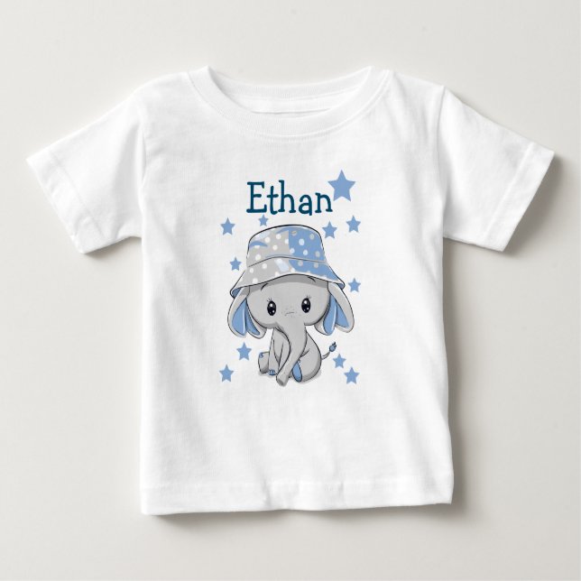 T-shirt Pour Bébé Bébé mignon éléphant garçon (Devant)