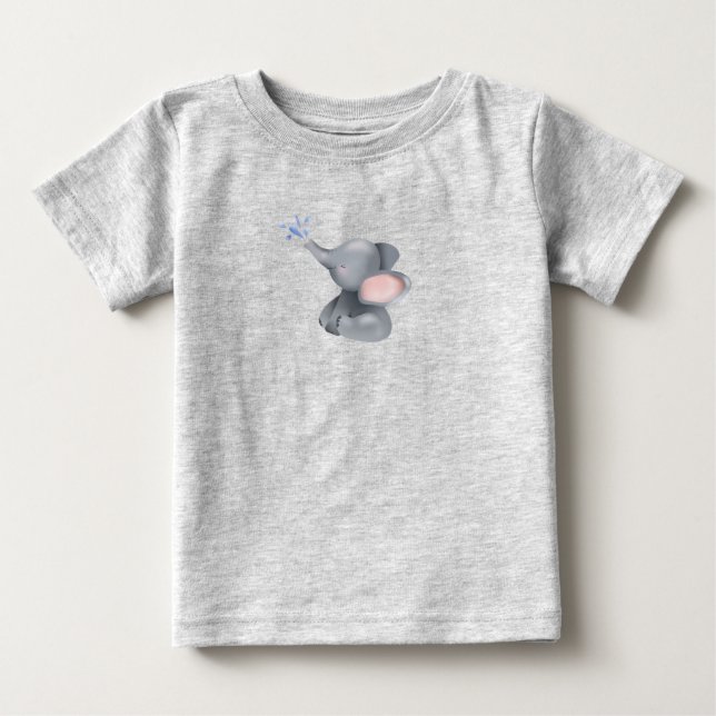 T-shirt Pour Bébé Bébé mignon éléphant Jetant de l'eau (Devant)
