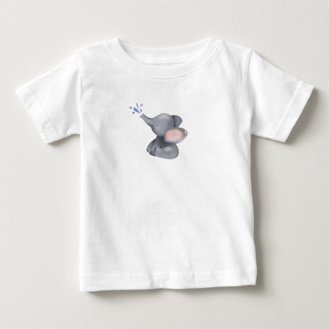 T-shirt Pour Bébé Bébé mignon éléphant Jetant de l'eau (Devant)