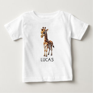 T-shirt Pour Bébé Bébé mignon Giraffe Animaux Enfants Personnaliser