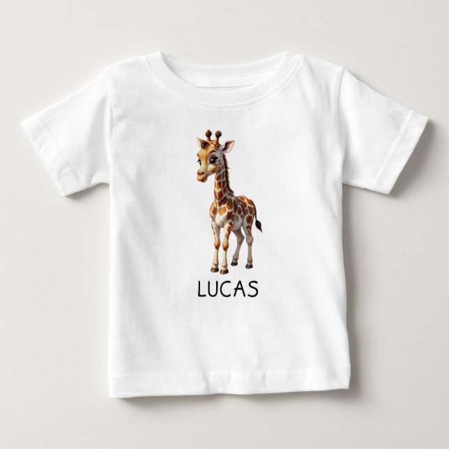 T-shirt Pour Bébé Bébé mignon Giraffe Animaux Enfants Personnaliser (Devant)