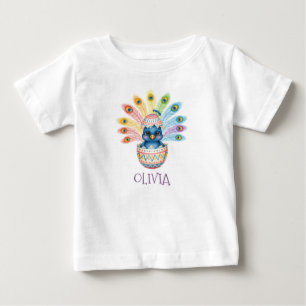 T-shirt Pour Bébé Bébé mignon Hachette de paon de l'oeuf de Pâques