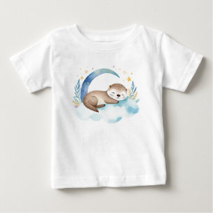 T-shirt Pour Bébé Bébé mignon Otter sur la Lune -