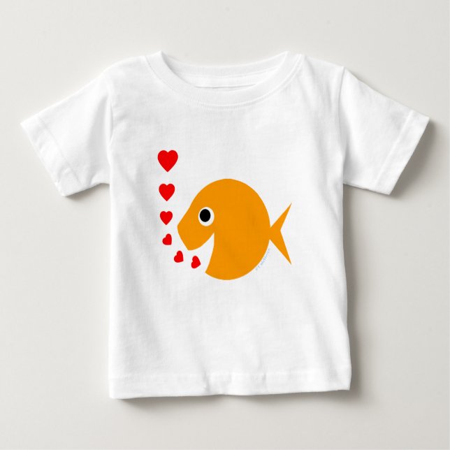 T-shirt Pour Bébé Bébé mignon poisson d'or souffler des baisers comm (Devant)
