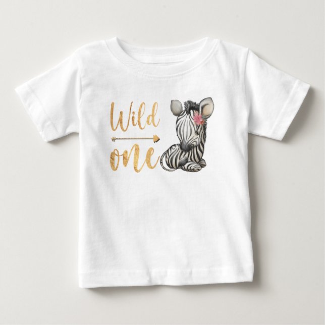 T-shirt Pour Bébé Bébé mignon Zebra Floral Wild One (Devant)