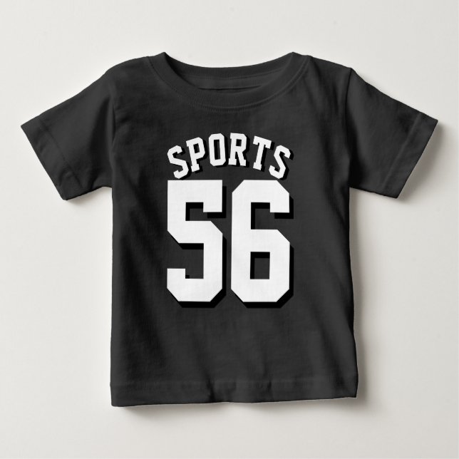 T-shirt Pour Bébé Bébé noir et blanc | Sports Jersey Design (Devant)