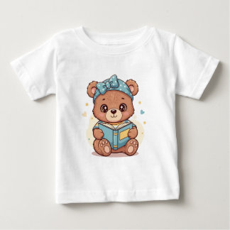 T-shirt Pour Bébé Bébé Ours Lire un livre