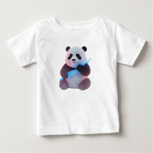T-shirt Pour Bébé Bébé Panda Cyberpunk avec Bambou Lumineux