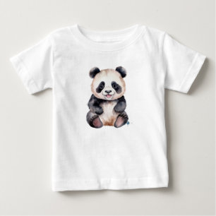 T-shirt Pour Bébé Bébé panda mignon aquarelle