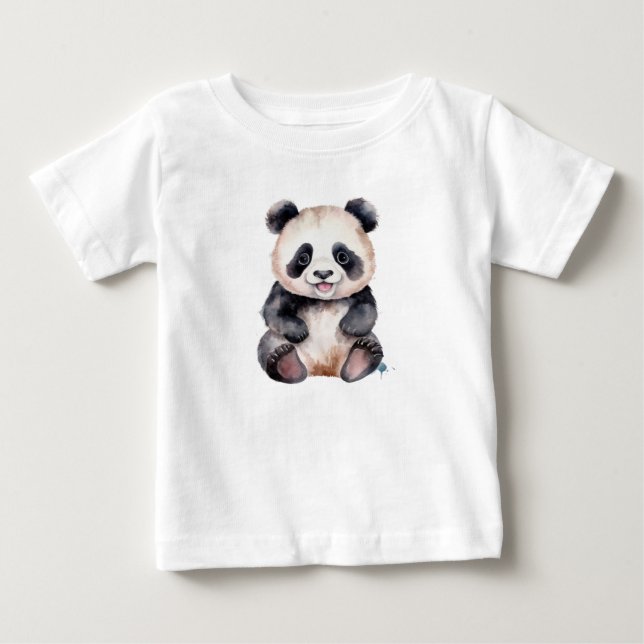 T-shirt Pour Bébé Bébé panda mignon aquarelle (Devant)
