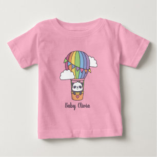 T-shirt Pour Bébé Bébé panda mignon dans une montgolfière