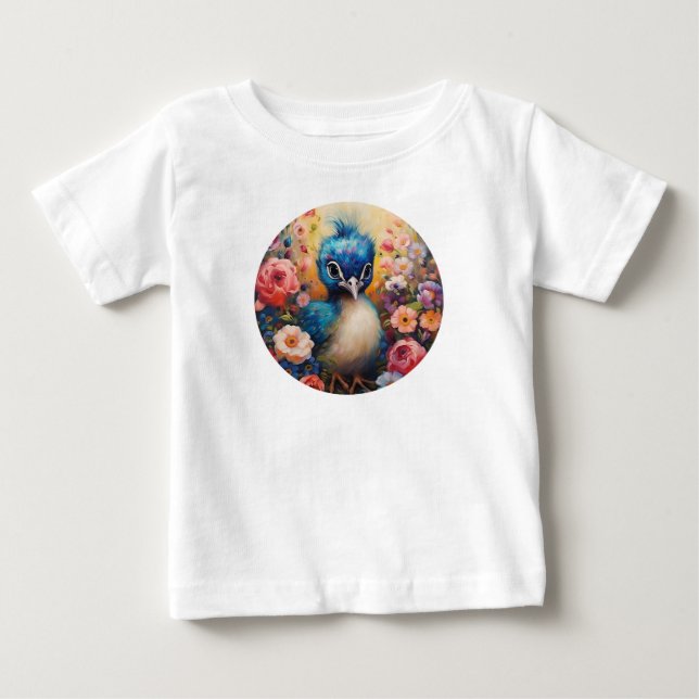 T-shirt Pour Bébé Bébé paon mignon (Devant)