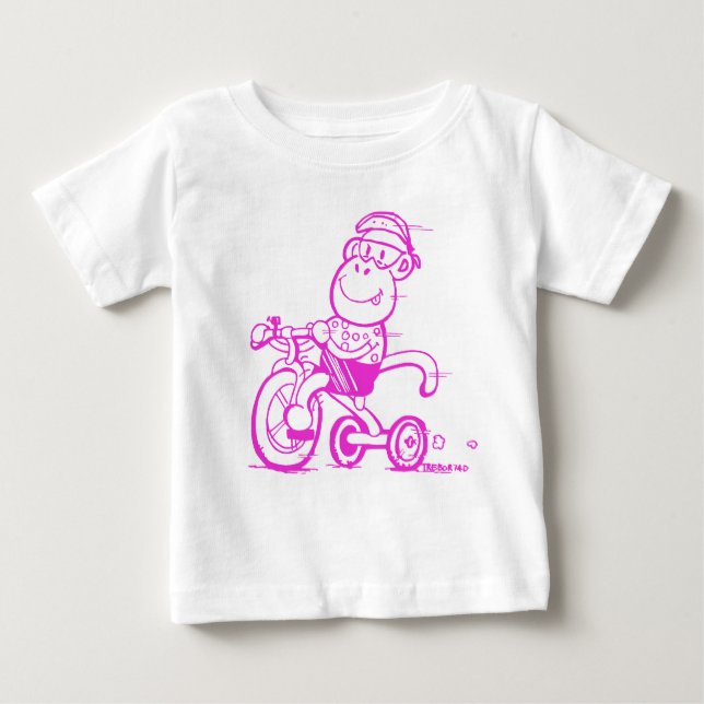 T-shirt Pour Bébé Bébé pédalage singe Tricycle (Devant)