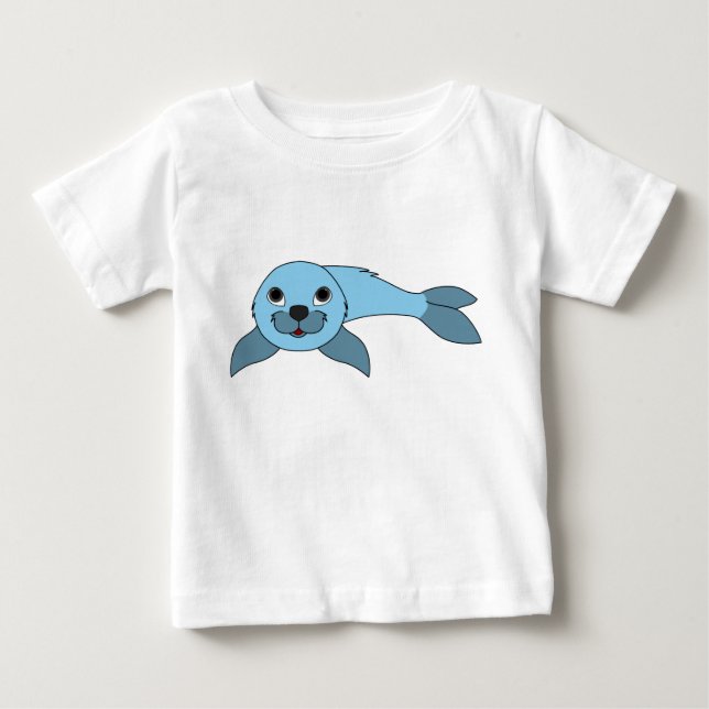 T-shirt Pour Bébé Bébé phoque bleu-clair (Devant)