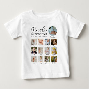 T-shirt Pour Bébé Bébé Première année 12 mois Photo Collage Moderne