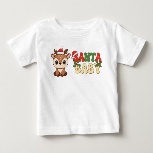 T-shirt Pour Bébé Bébé Rennes du Père Noël (Devant)
