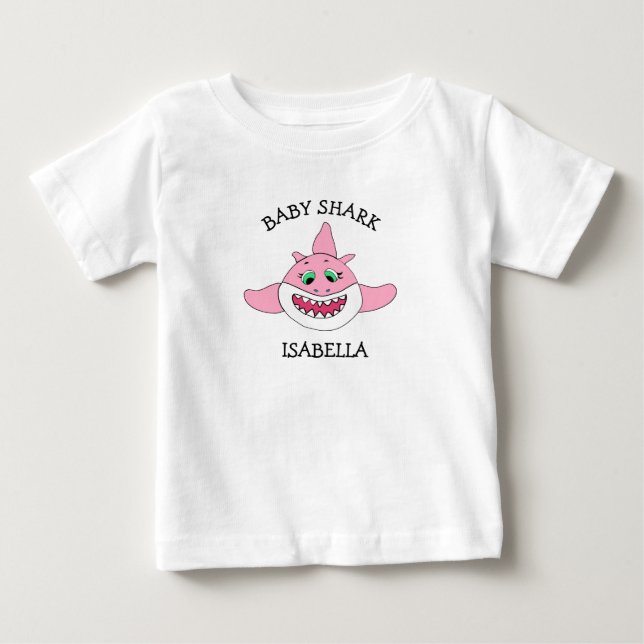 T-shirt Pour Bébé Bébé Requin Personnalisé de Bébé (Devant)