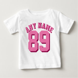 T-shirt Pour Bébé Bébé rose et blanc   Sports Jersey