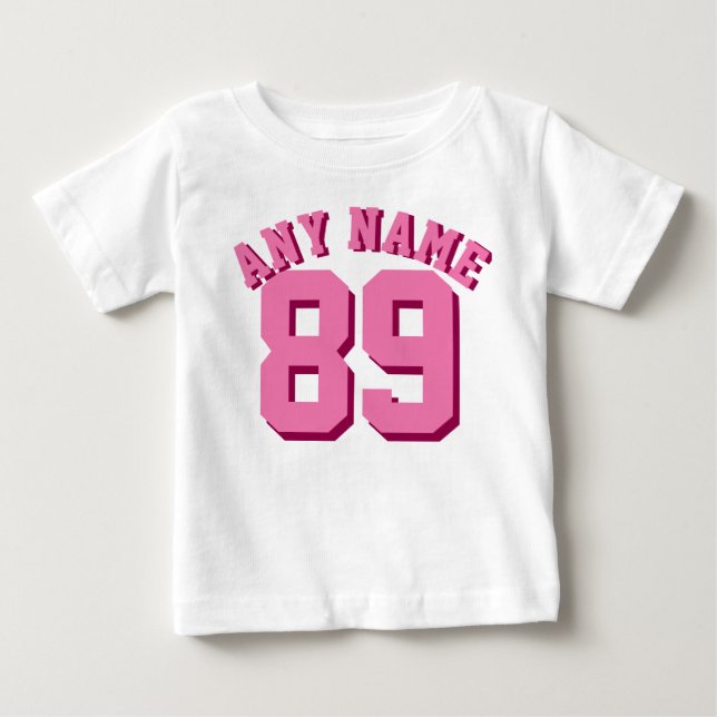 T-shirt Pour Bébé Bébé rose et blanc | Sports Jersey (Devant)