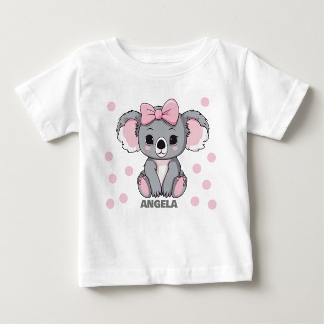 T-shirt Pour Bébé Bébé rose Koala Ours (Devant)